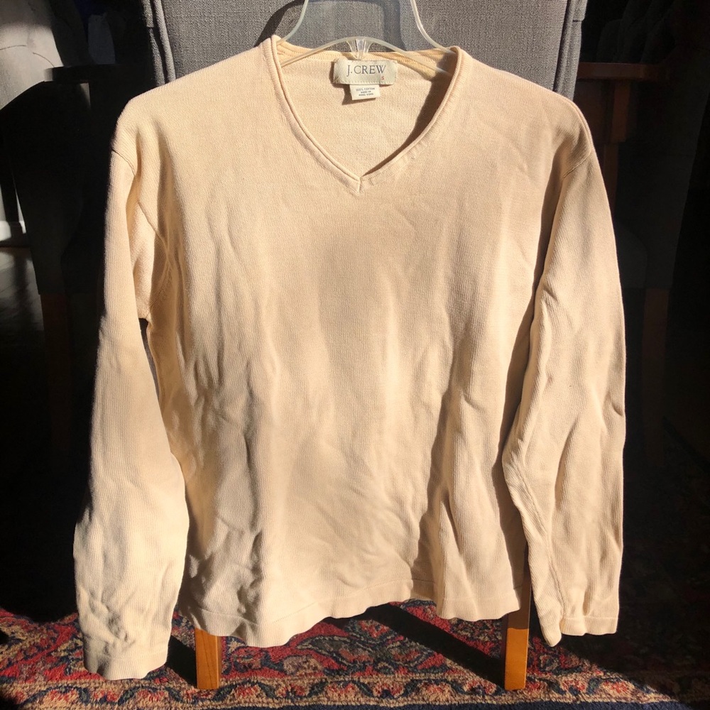 J Crew Cream V-neck Sweater (Unisex Size Small)